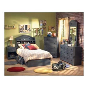 Twin size Platform Bed with 3 Storage Drawer in Dark Blueberry Finish