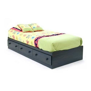 Twin size Platform Bed with 3 Storage Drawer in Dark Blueberry Finish