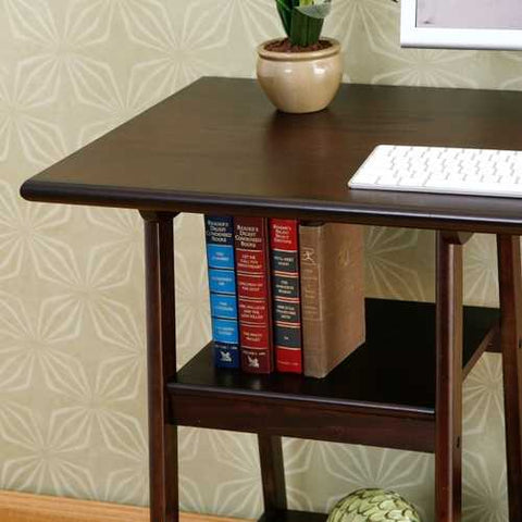 Image of Espresso Finish Wood Home Office Laptop Computer Desk