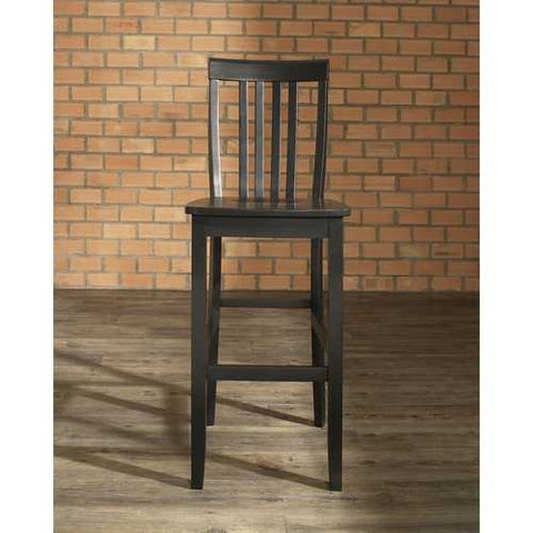 Image of Set of 2 - 30-inch Solid Hardwood Bar Stools in Black Finish