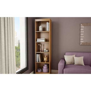 Modern Narrow Bookcase with 5-Shelves in Morgan Cherry Finish