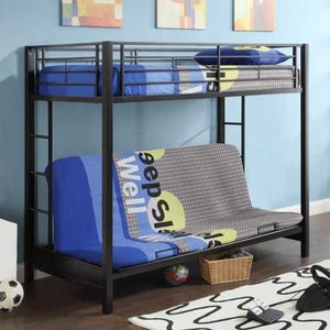 Black Metal Twin over Full-size Futon Bunk Bed Frame