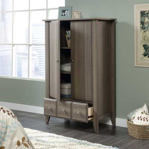 Image of Bedroom Wardrobe Armoire Storage Cabinet in Ash Wood Finish