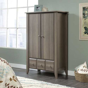 Bedroom Wardrobe Armoire Storage Cabinet in Ash Wood Finish