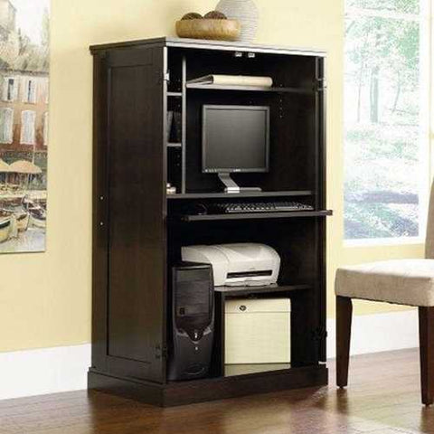 Image of Medium Cherry Wood Finish Computer Armoire