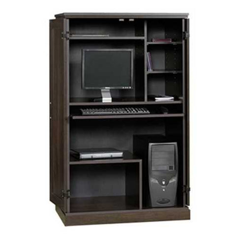 Image of Medium Cherry Wood Finish Computer Armoire