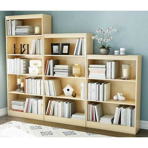 Natural Wood Finish Book Shelf Bookcase with 4 Shelves