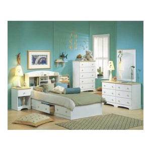 White and Natural Finish Bedroom Dresser with 6 Spacious Drawers