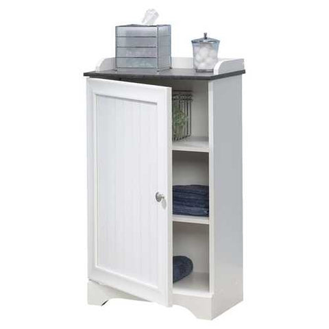 Image of Bathroom Floor Cabinet with Adjustable Shelves in White Finish