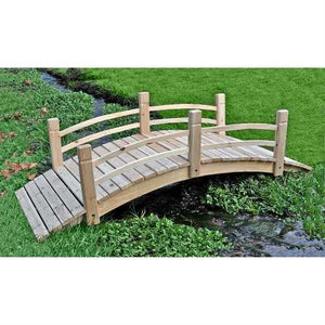 4-Ft Garden Bridge with Rails in Cedar Wood