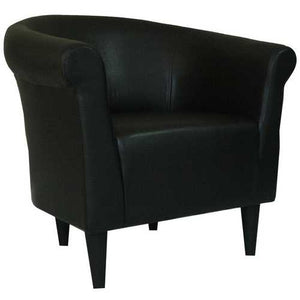 Contemporary Classic Black Faux Leather Upholstered Club Chair