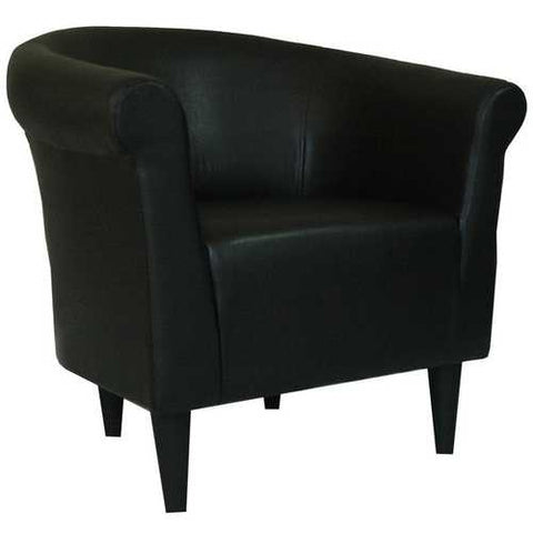 Image of Contemporary Classic Black Faux Leather Upholstered Club Chair