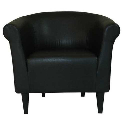 Image of Contemporary Classic Black Faux Leather Upholstered Club Chair