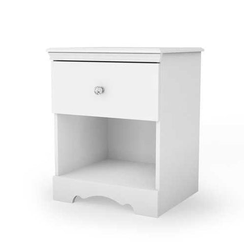 Image of Eco-Friendly White Nightstand with Drawer and Open Shelf