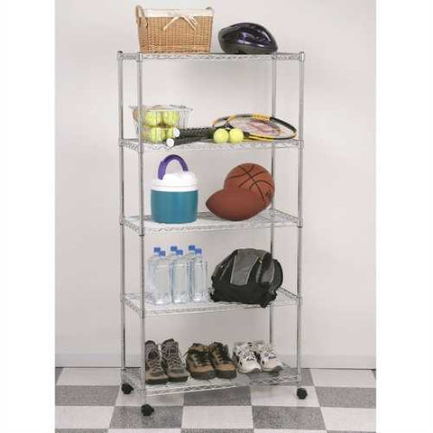 Image of 5-Shelf Storage Shelving Unit with Removable Locking Casters Wheels