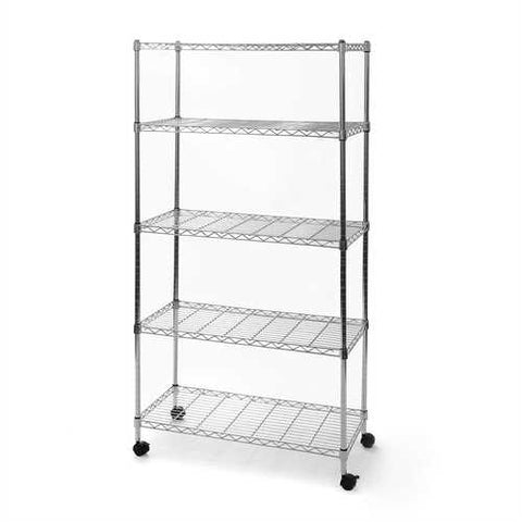 Image of 5-Shelf Storage Shelving Unit with Removable Locking Casters Wheels