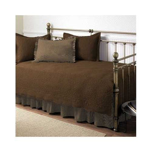 Chocolate 5-Piece Daybed Set with Quilt, Shams, and Bed Skirt