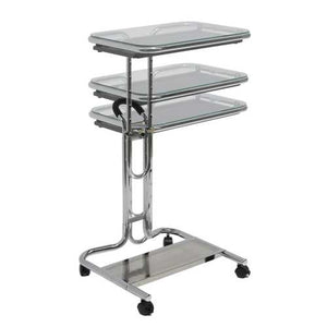 Mobile Laptop Computer Desk Cart with Black Glass Top