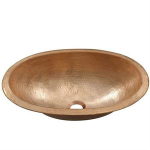 Pure Copper 19-inch Oval Bathroom Sink Unfinished