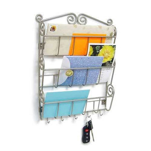 Metal Wall Mount Letter Holder Organizer in Satin Nickel Finish