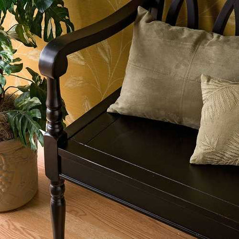 Image of Indoor Accent Bench in Antique Black Wood Finish