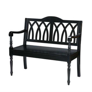 Indoor Accent Bench in Antique Black Wood Finish