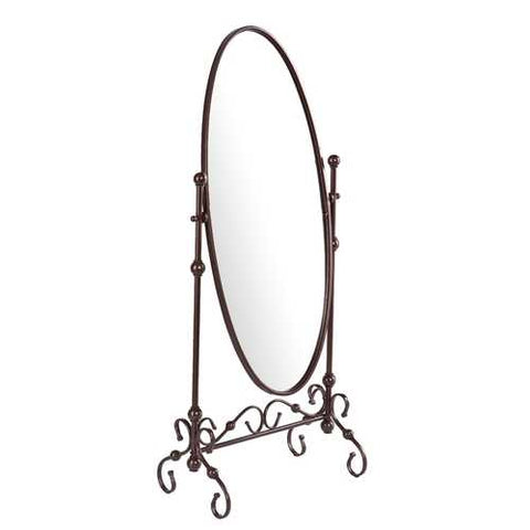 Image of Antique Bronze Finish Metal Cheval Floor Mirror