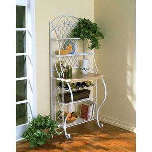 White Metal Bakers Rack with 5 Shelves for Kitchen or Pantry