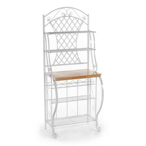 White Metal Bakers Rack with 5 Shelves for Kitchen or Pantry