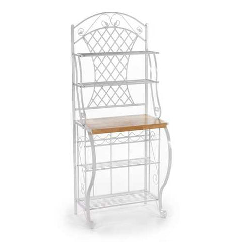 Image of White Metal Bakers Rack with 5 Shelves for Kitchen or Pantry