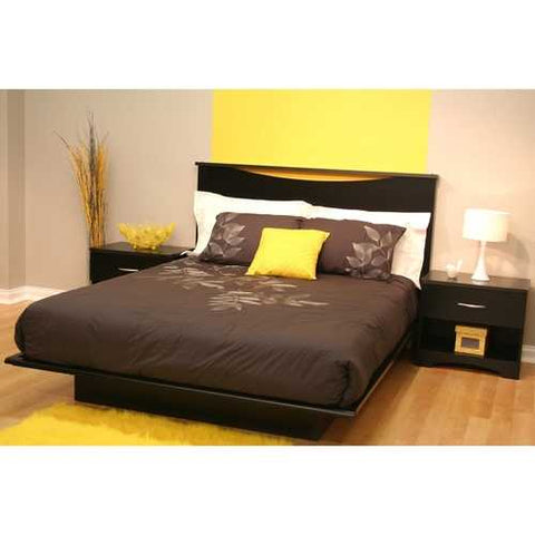 Image of Full size Contemporary Platform Bed in Black Finish