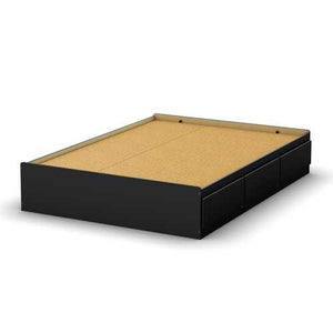 Full size Modern Platform Bed with 3 Storage Drawers in Black