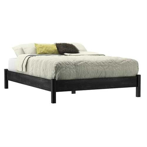 Image of Full size Contemporary Platform Bed in Grey Black Wood Finish