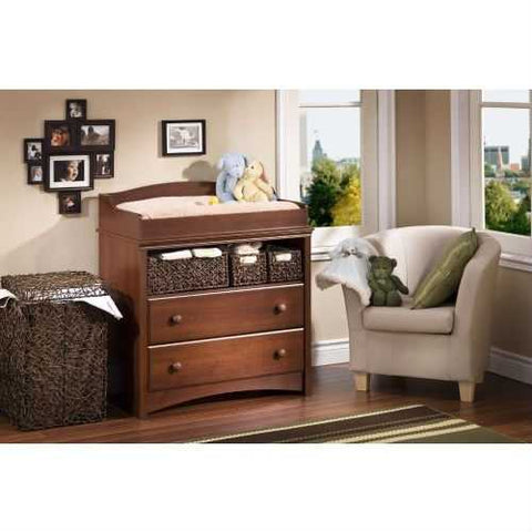 Image of 2-Drawer Changing Table with Open Shelf in Royal Cherry Finish