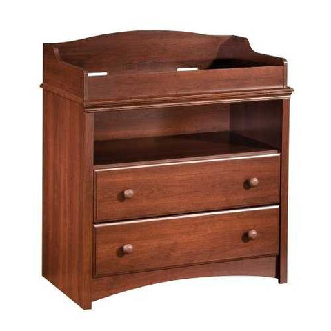 Image of 2-Drawer Changing Table with Open Shelf in Royal Cherry Finish