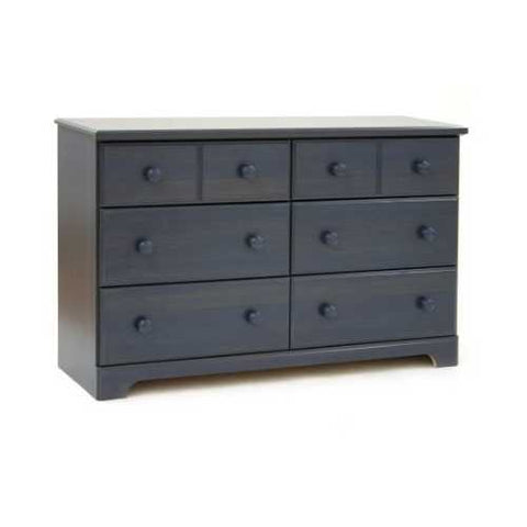 Image of Dark Blueberry Wood Finish 6 Drawer Bedroom Dresser