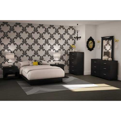 Image of Modern 5-Drawer Bedroom Chest in Black Wood Finish