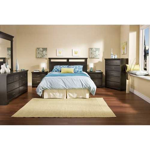 Image of Triple Dresser in Ebony Wood Finish with 6 Drawers and Metal Handles