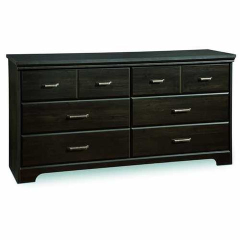 Image of Triple Dresser in Ebony Wood Finish with 6 Drawers and Metal Handles