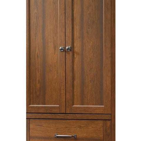 Image of Bedroom Wardrobe Cabinet Storage Armoire in Medium Brown Cherry Wood Finish