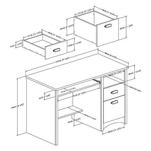 Image of Home Office Work Desk Computer Desk with Keyboard Tray