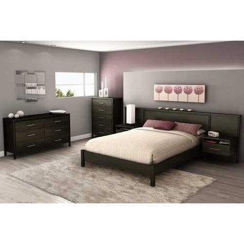 Image of Queen size Modern Platform Bed Frame in Black Ebony Finish