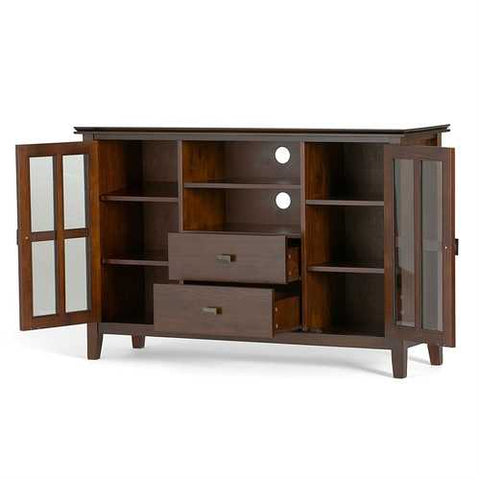 Image of Medium Brown Wood Tall TV Stand for TV's up to 60-inch