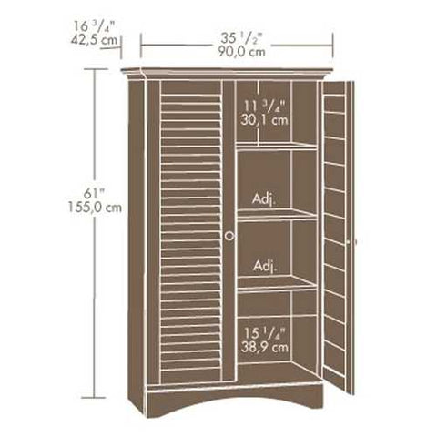 Image of Louver 2-Door Storage Cabinet Bed Bath Armoire Wardrobe in Antique White