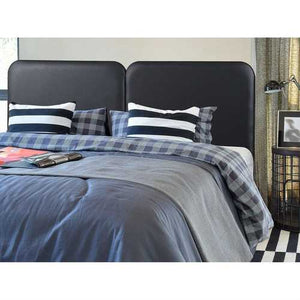 Queen size Memory Foam Padded Steel Frame Black Faux Leather Headboard