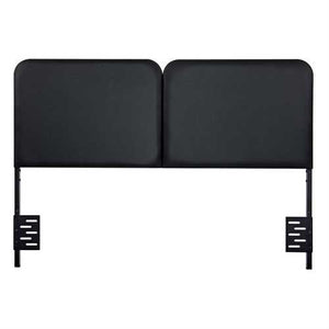 Queen size Memory Foam Padded Steel Frame Black Faux Leather Headboard