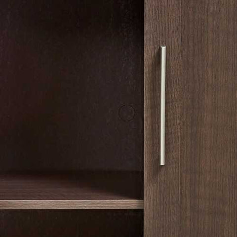 Image of Bedroom Wardrobe Cabinet Storage Closet Organizer in Dark Brown Oak Finish