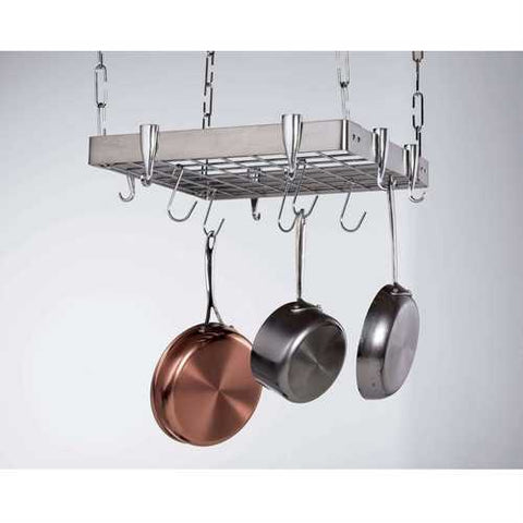 Image of Square Stainless Steel Ceiling Hanging Pot Rack