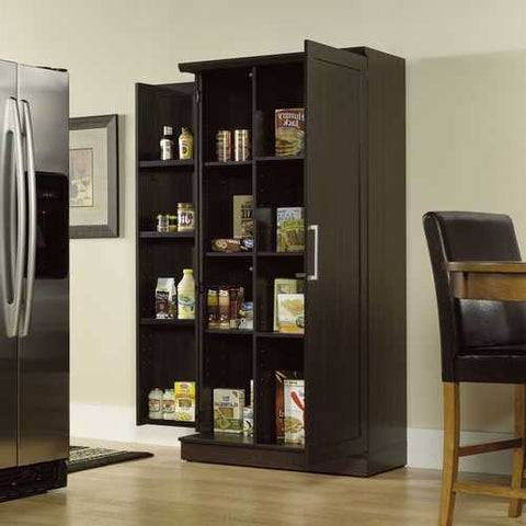 Image of Multi-Purpose Living Room Kitchen Cupboard Storage Cabinet Armoire in Mocha Brown