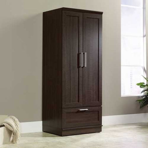 Image of Bedroom Wardrobe Armoire Cabinet in Dark Brown Oak Wood Finish